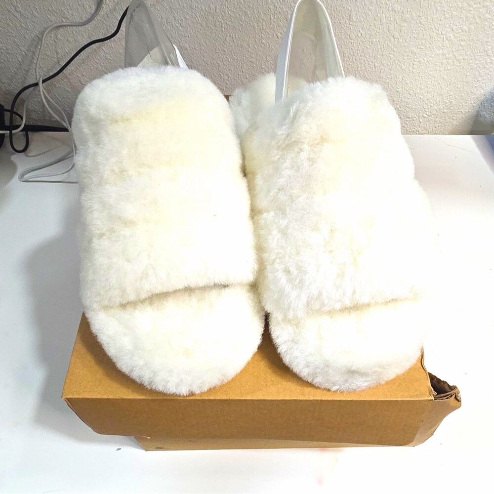 UGG Fluff Yeah Slide Women’s Faux Fur Slippers White US 8 EU 39